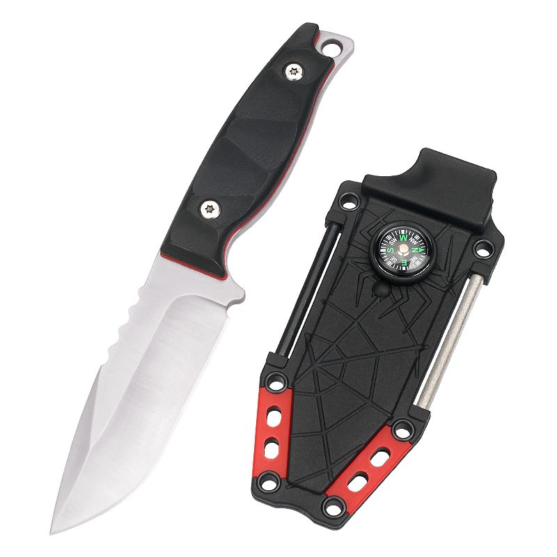 Fixed Blade Knife with Sheath - Black & Red
