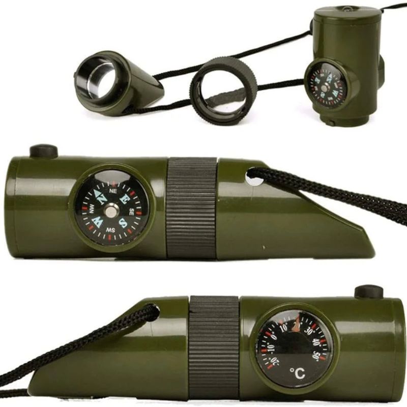 thumbnail image 2 of SE 2-Piece Camping Survival Kit – Whistle, Compass, Fire Starter, Storage Container & Mirror 2 of 5