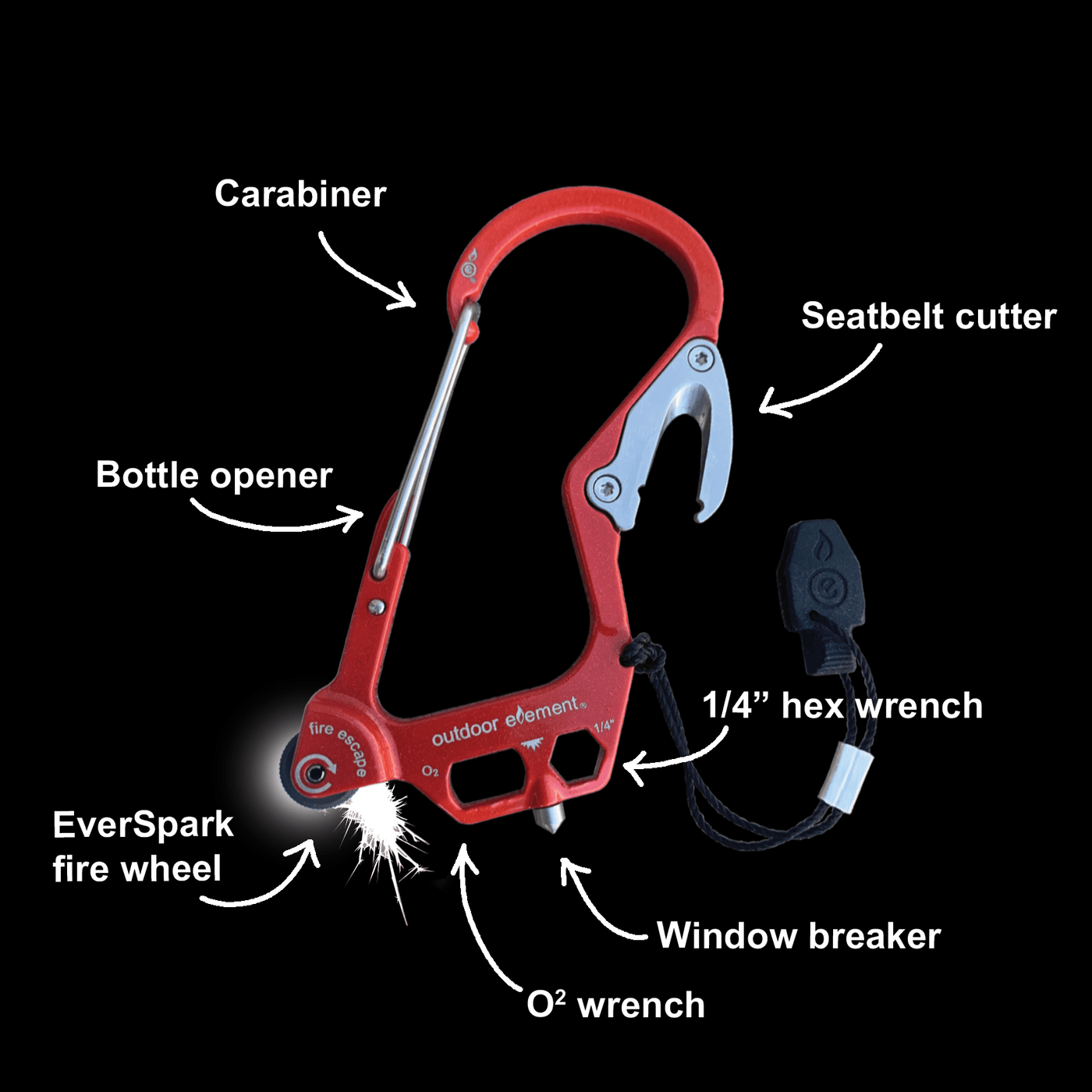 Fire Escape Multitool Carabiner (Specialty Version) - Black Forest