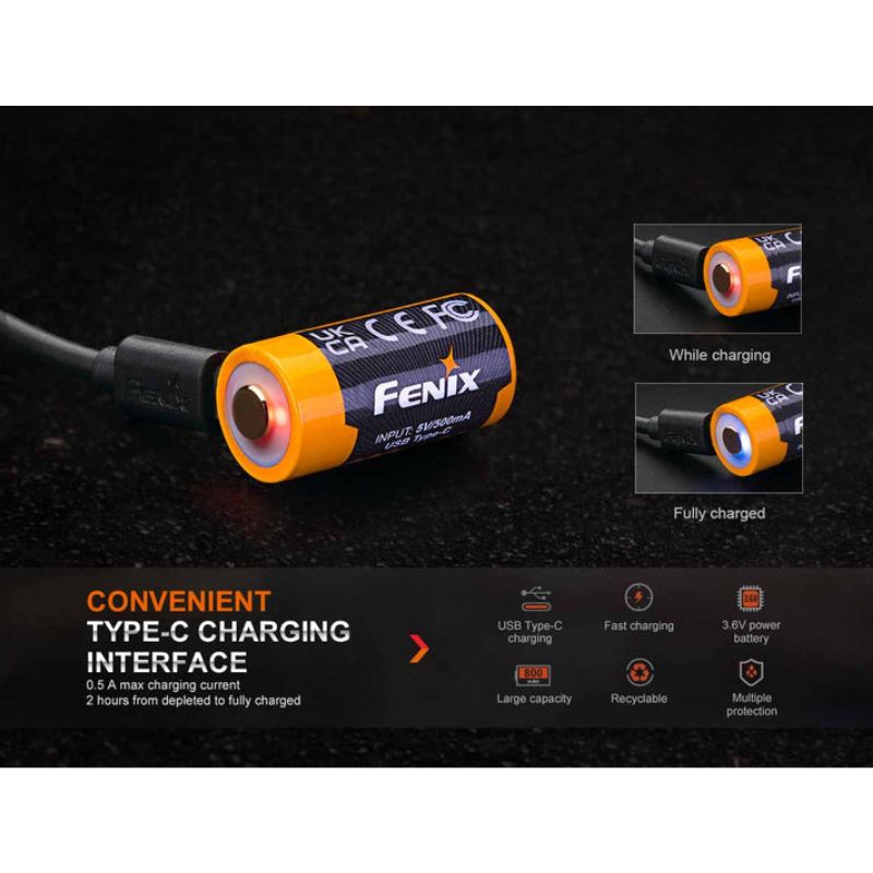 Fenix ARB-L16-800UP 16340 Rechargeable Battery | USB-C – Survival