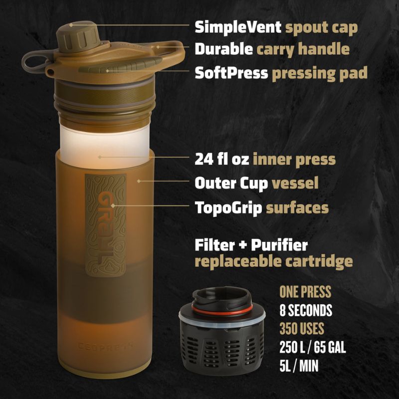 Bouteille purificateur GeoPress Grayl de 24 oz Bouteille purificateur GeoPress Grayl de 24 oz