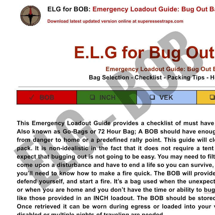 Emergency Loadout Guide - Bug Out Bag (BOB)