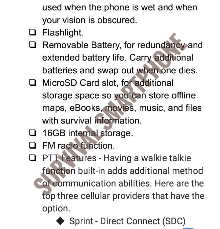 Survival Smartphone - Viable Operations of a Mobile Phone