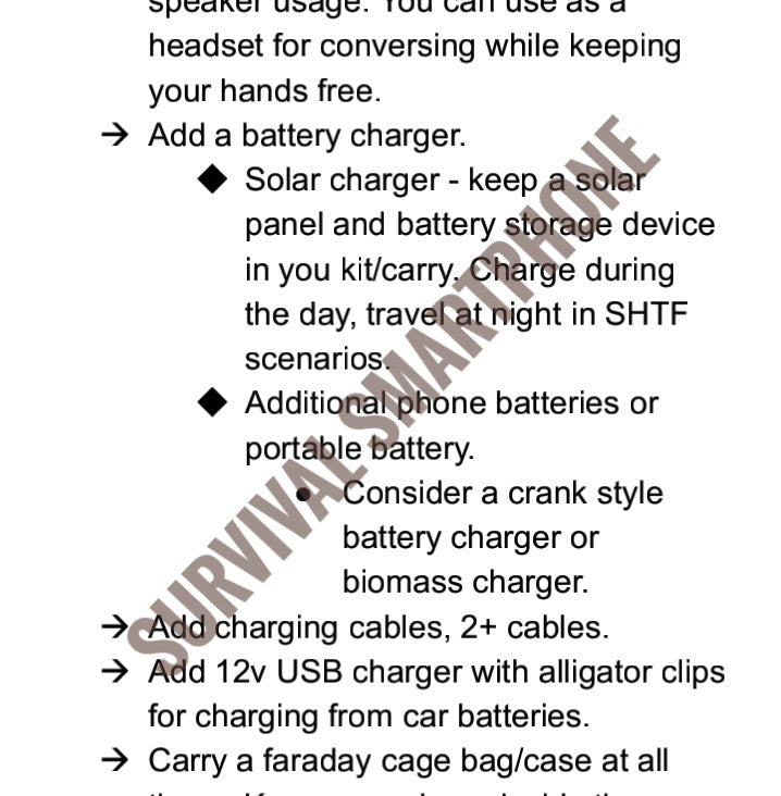 Survival Smartphone - Viable Operations of a Mobile Phone