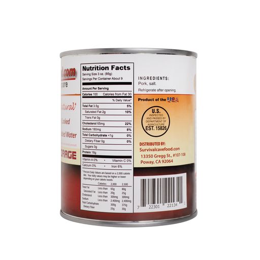 Canned Pork Full Case - 28oz. cans (12 cans/1 case)